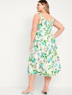 Floral Fit & Flare Midi Dress, Plus Size 3X